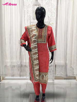 Red Silk Readymade Salwar-L