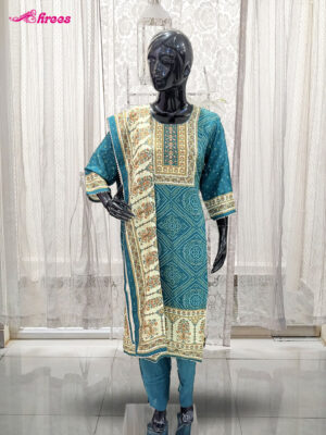Blue Silk Readymade Salwar-L