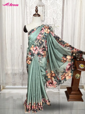 Sea Green Semi Tussar Silk Saree