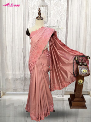 Pastel Peach Tussar Silk Saree