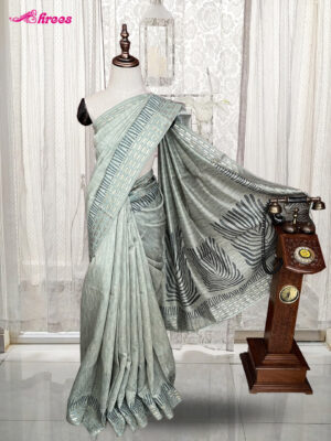 Pista Green Tussar Silk Saree
