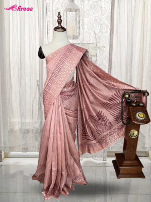 Mauve Pink Tussar Silk Saree
