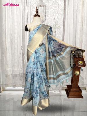 Blue Organza Silk Saree
