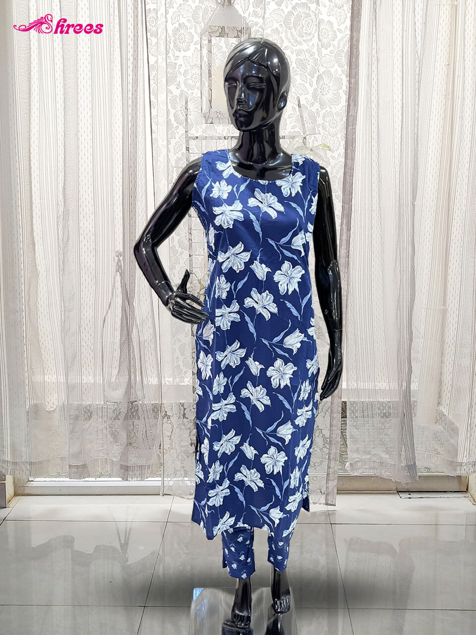 Indigo Blue Cotton Readymade Salwar