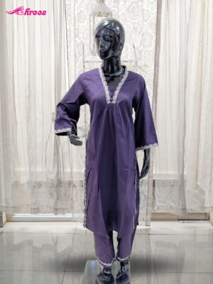 Dark Purple Cotton Readymade Salwar- XL