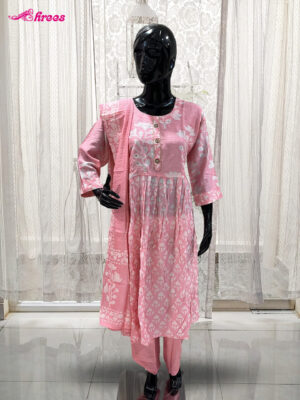 Peach Pink Silk Readymade Salwar- XL