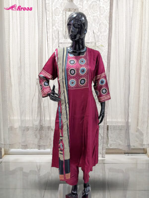 Maroon Silk Readymade Salwar-XL