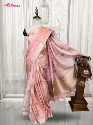 Peach Chiniya Tissue Silk Saree
