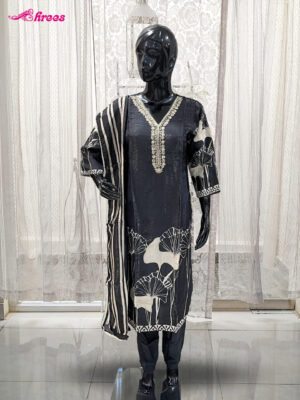 Black Tissue Silk Readymade Salwar-M