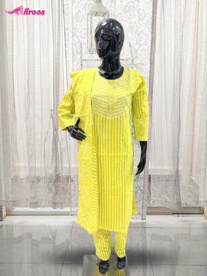 Lemon Yellow Cotton Readymade Salwar-M
