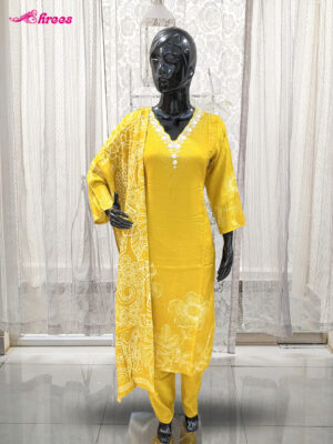 Lemon Yellow Silk Readymade Salwar-L