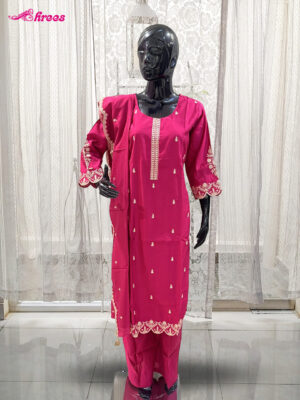 Hot Pink Silk Readymade Salwar-XXL