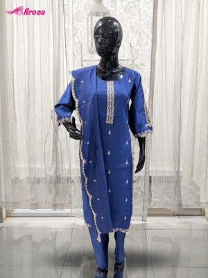 Royal Blue Silk Readymade Salwar-XL