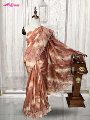 Rust Brown Tussar Silk Saree