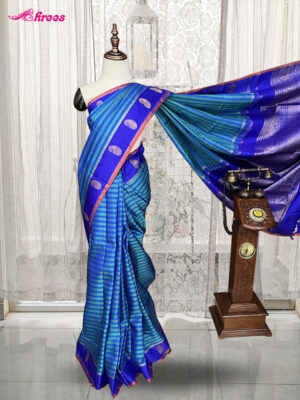 Blue Pure Kanchipuram Silk Saree