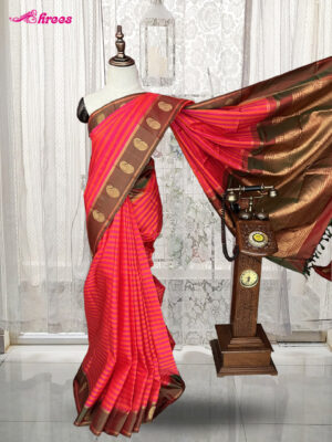 Pink And Fanta Pure Kanchipuram Silk Saree