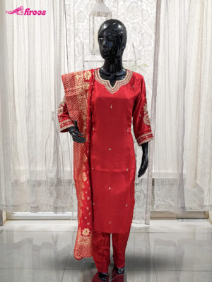 Red Silk Readymade Salwar-XL