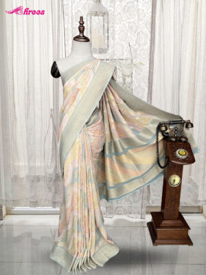Multicolour Pure Georgette Banaras Silk Saree