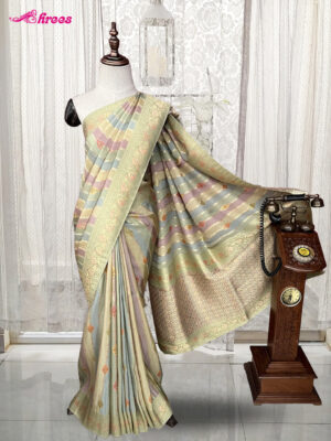 Multicolour Pure Georgette Banaras Silk Saree