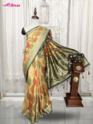Multicolour Kora Silk Banaras Tissue Saree