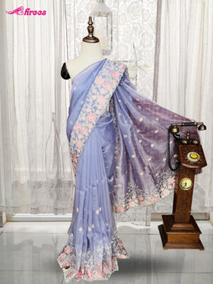 Pale Purple Net Saree