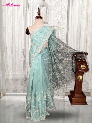 Pastel Blue Organza Silk Saree