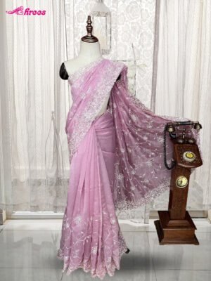 Baby Pink Organza Silk Saree