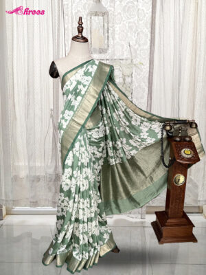 Seafoam Green Chanderi Cotton Saree