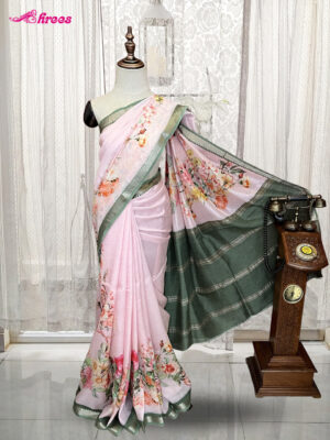 Baby Pink Maheshwari Silk Saree