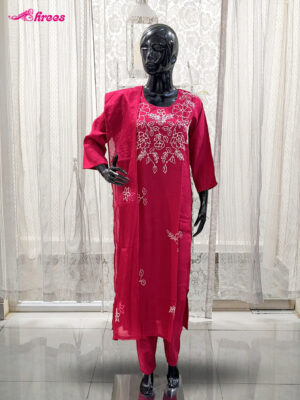 Hot Pink Silk Readymade Salwar-M