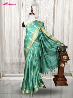 Sea Green Shibori Printed Tussar Moonga Silk Saree