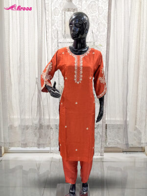 Orange Silk Readymade Salwar-XL