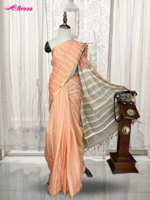 Peach Organza Silk Saree