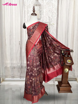 Brown Chanderi Cotton Saree