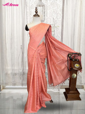 Peach Semi Tussar Silk Saree