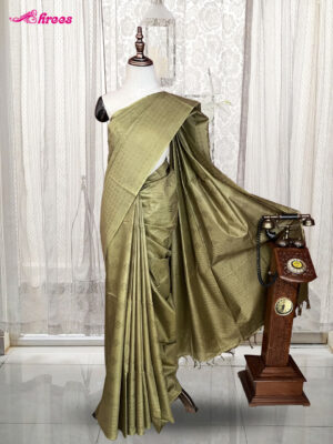 Mehendi Green Semi Tussar Silk Saree