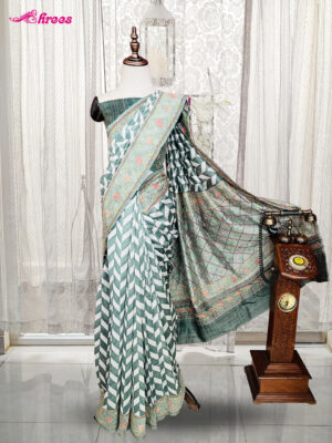 Green Chanderi Silk Cotton Saree