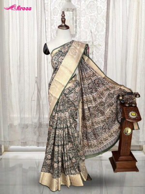 Green Kalamkari Printed Cotton Saree