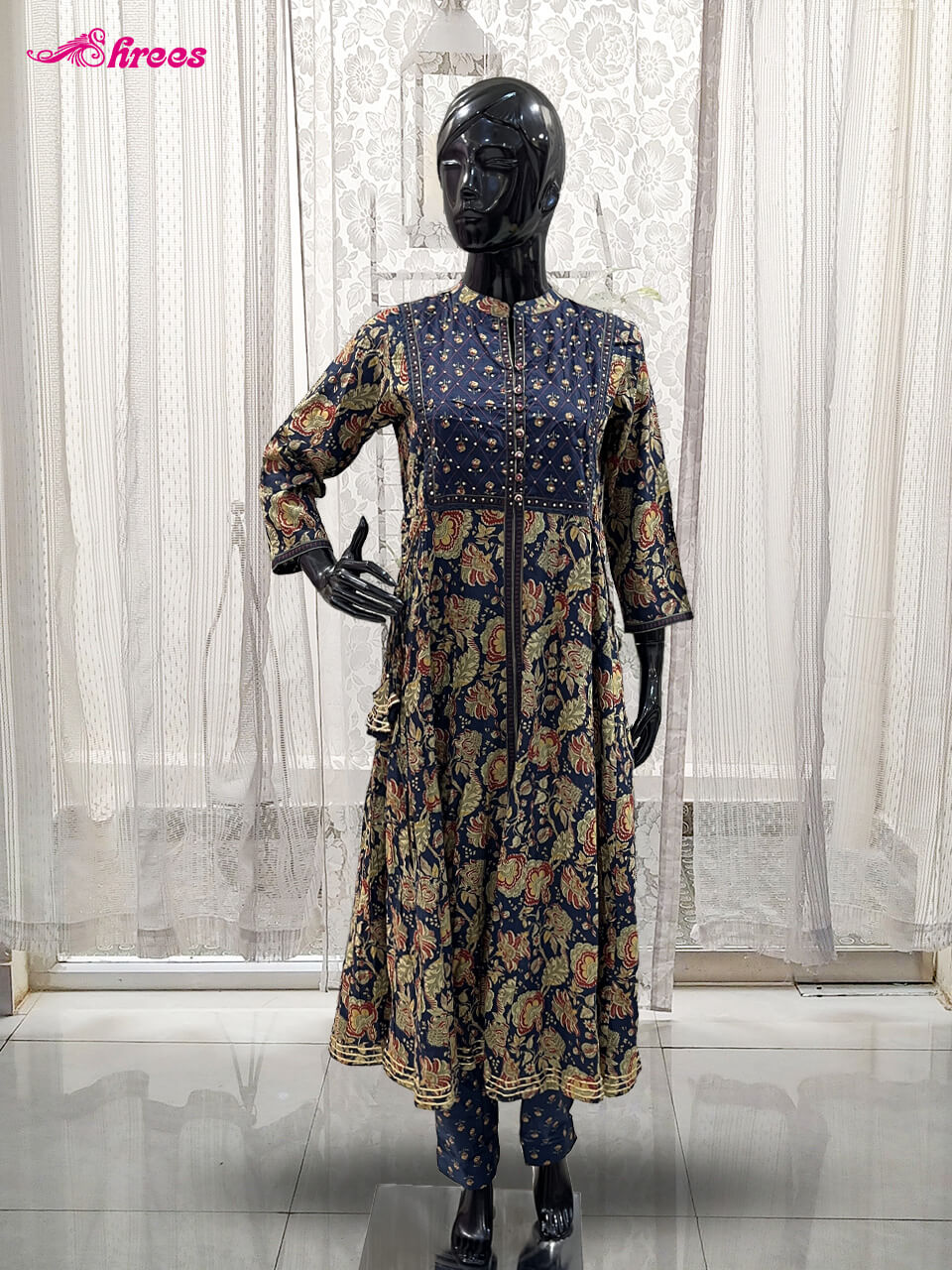 Navy Blue Cotton Readymade Salwar