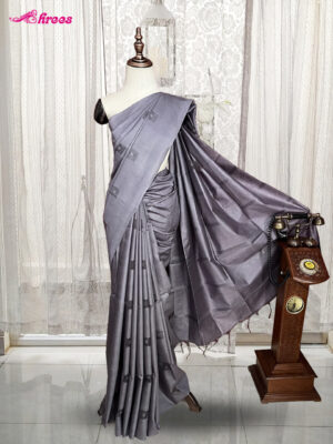 Grey Chanderi Cotton Saree