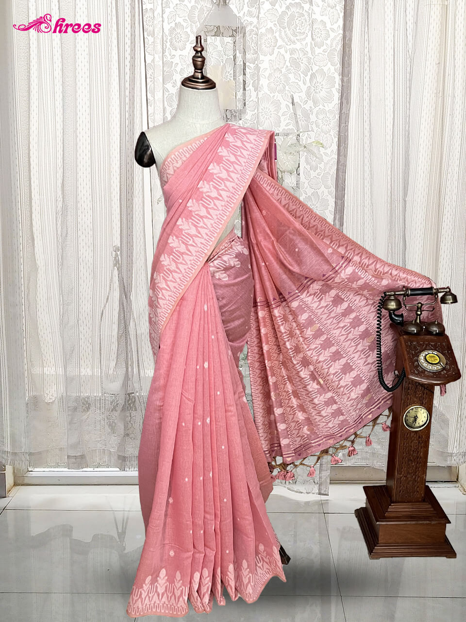 Pink Cotton Saree