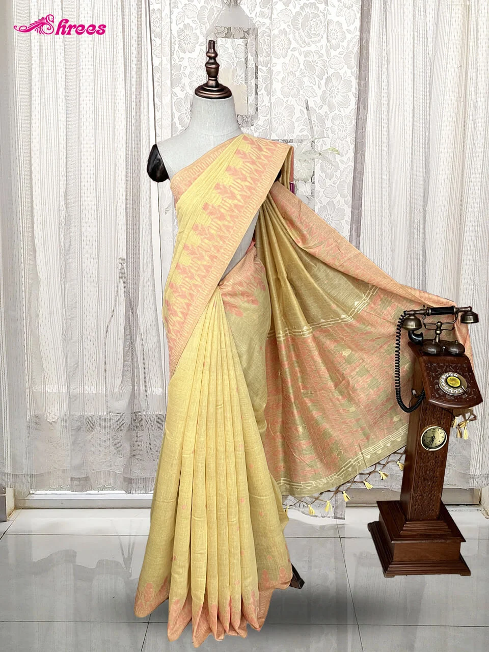 Light Yellow Cotton Saree