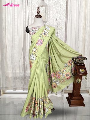 Pista Green Matkha Silk Saree