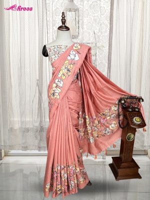 Peach Matkha Silk Saree