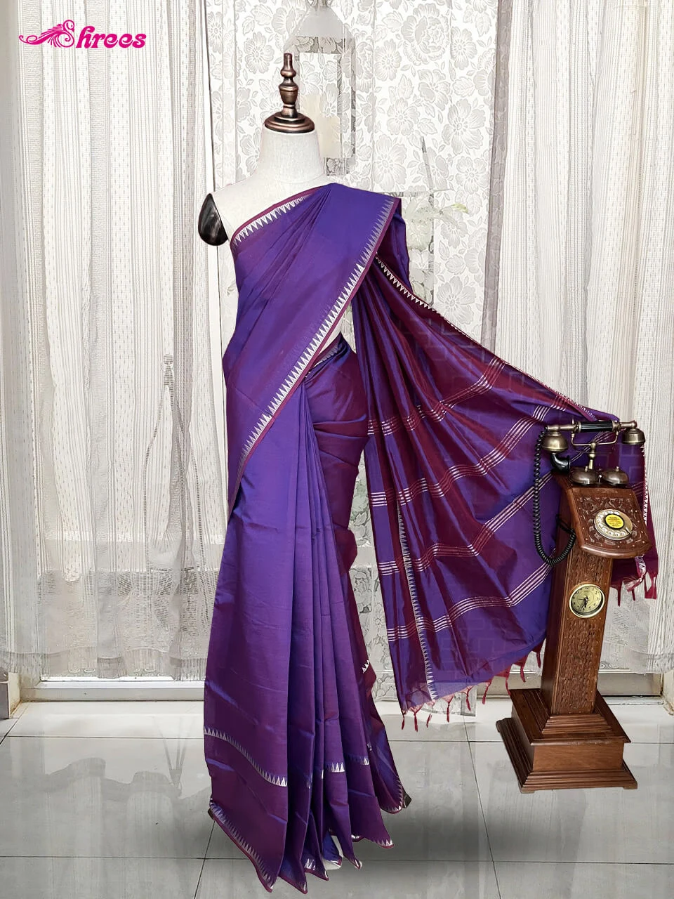 Purple Maheshwari Silk Cotton Saree