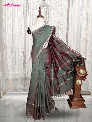 Green Maheshwari Silk Cotton Saree