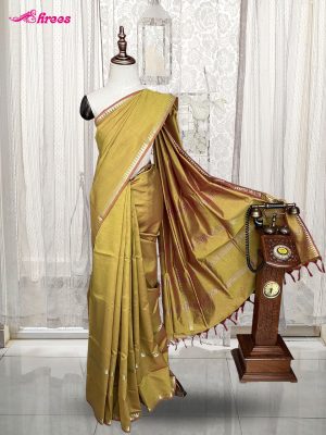 Citrine Yellow Maheshwari Silk Cotton Saree