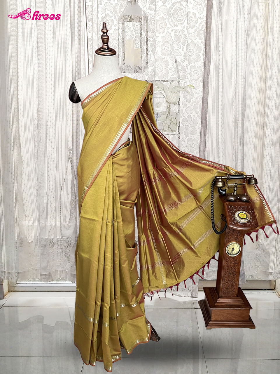 Citrine Yellow Maheshwari Silk Cotton Saree