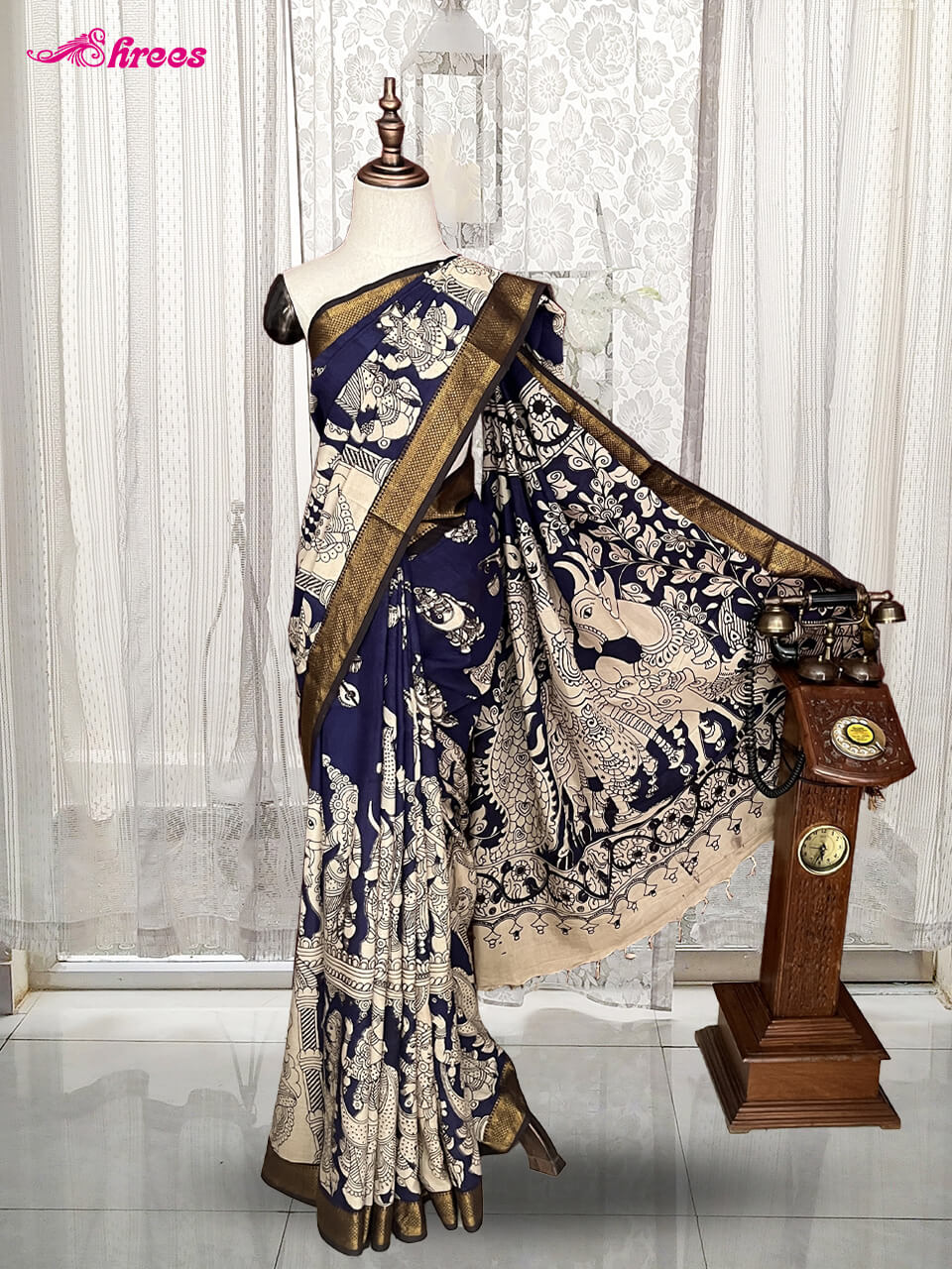 Navy Blue Chennur Silk Saree