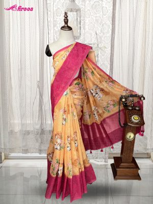 Yellow Kota Silk Saree